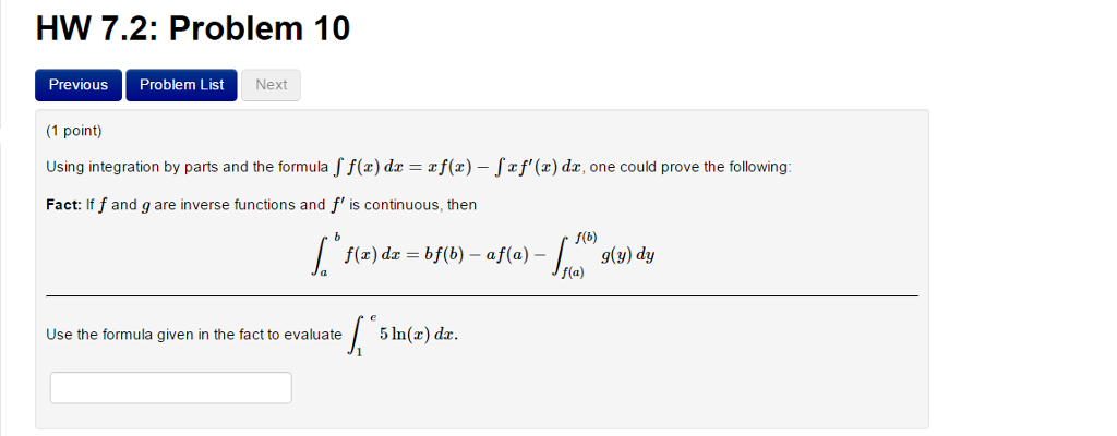 Solved Using Integration By Parts And The Formula F F X Dx