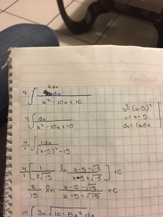 integration of 1 x 2 2x 10 2 dx