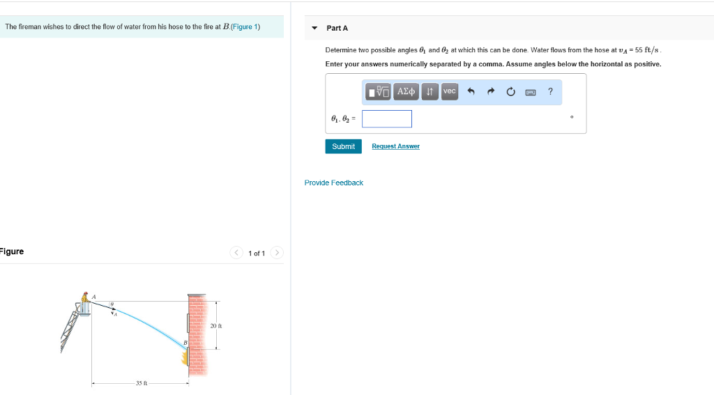 Solved The fireman wishes to direct the flow of water from | Chegg.com