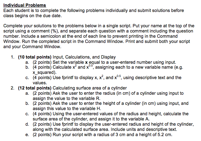 Solved Each student is to complete the following problems | Chegg.com