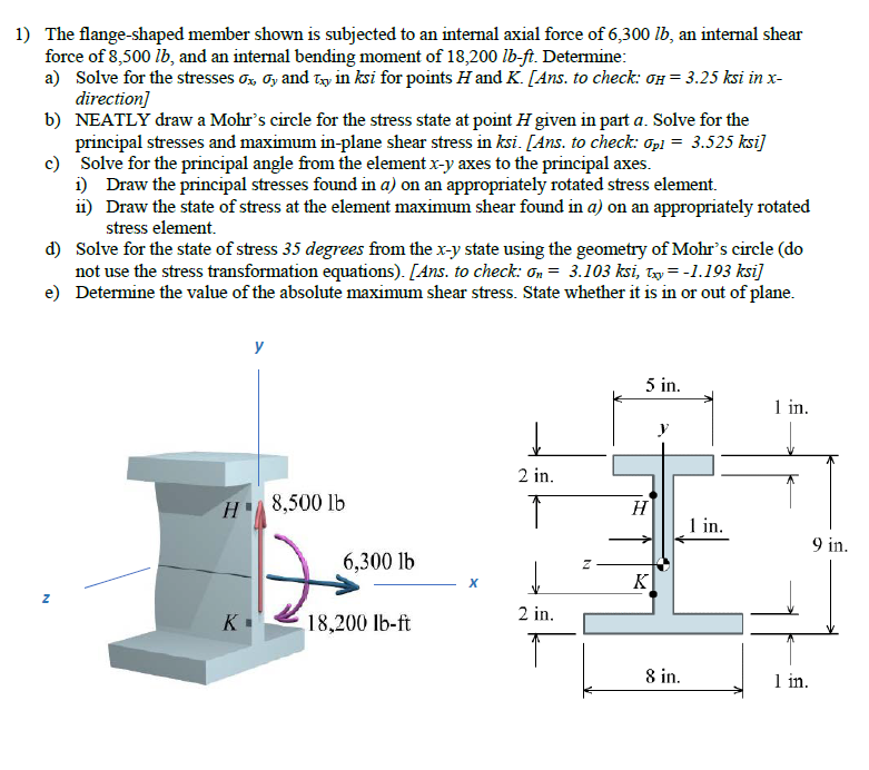 S Shape Member Solved 1) The flange-shaped member shown is subjected to an | Chegg.com