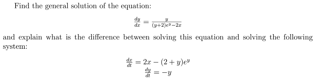 Solved Find the general solution of the equation: dy | Chegg.com