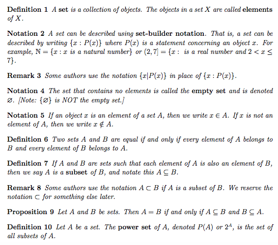 Solved Definition 1 A set is a collection of objects. The