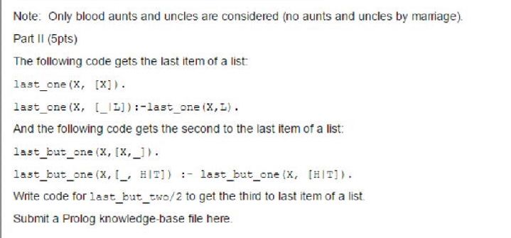 Solved Part I (20pts) Write predicates male/1, female/1, | Chegg.com