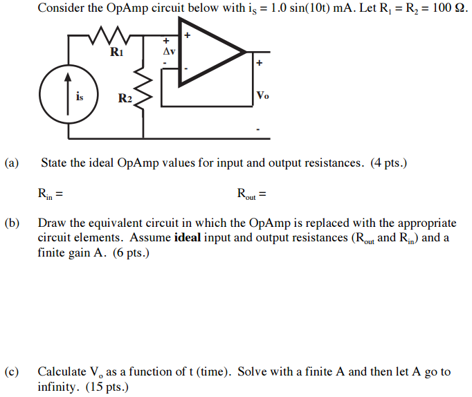 Solved Consider the OpAmp circuit below with is = 1.0 | Chegg.com