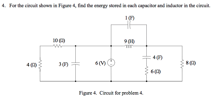Solved For the circuit shown in Figure 4, find the energy | Chegg.com