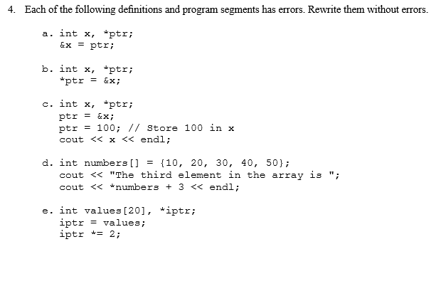 Solved 4. Each of the following definitions and program s | Chegg.com