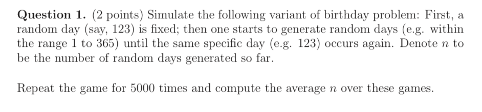 Solved A python code that uses the birthday paradox def | Chegg.com