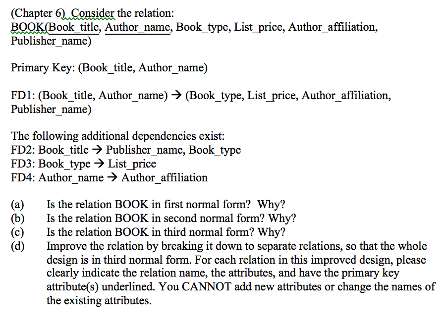 Solved Consider the relation: Book_Booktitle, Author_name, | Chegg.com