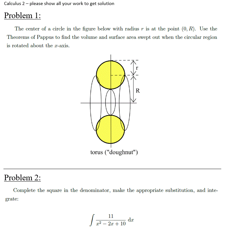 Solved Calculus 2- please show all your work to get solution | Chegg.com