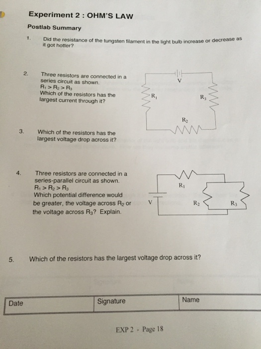 Solved Did the resistance of the tungsten filament in the