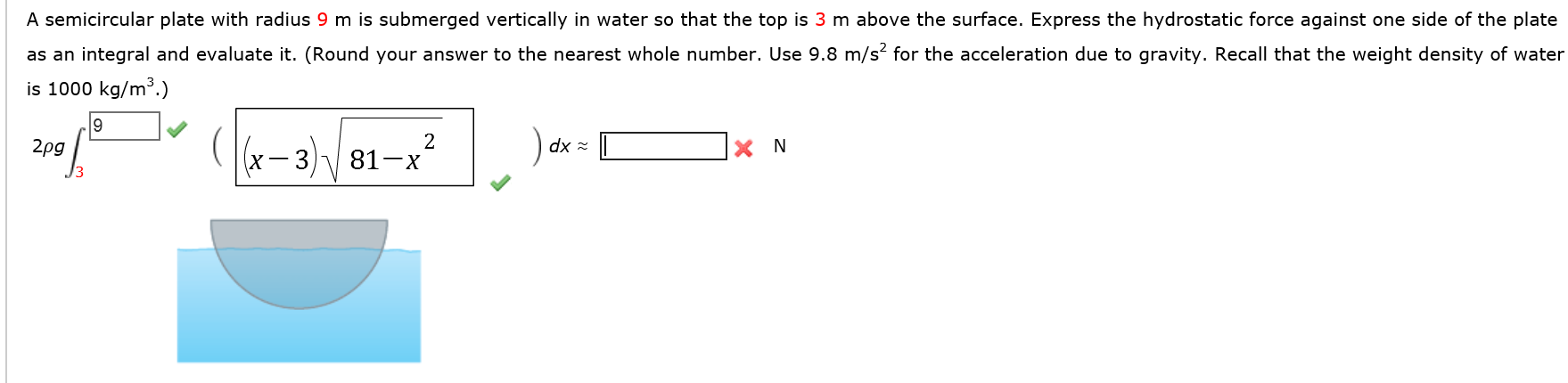 fluid force on vertical side of tank the weight density of water is 62.4 trapezoid