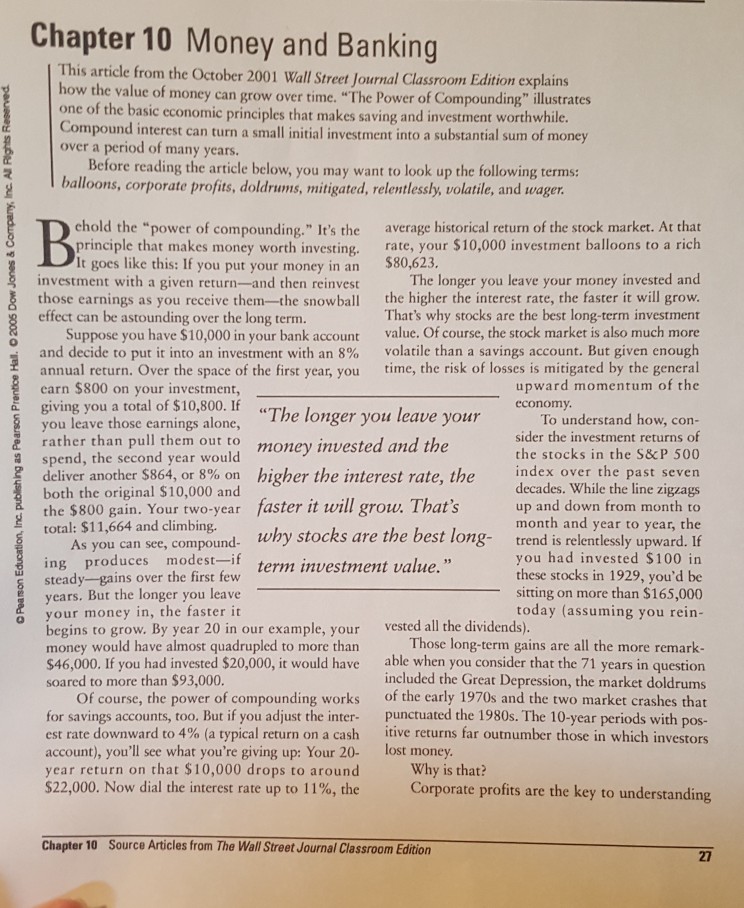 Solved Chapter 10 Money and Banking This article from the