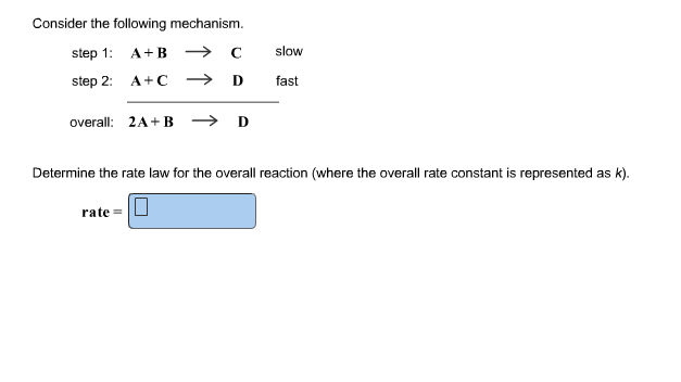 Solved Determine the rate law for the overall reaction | Chegg.com