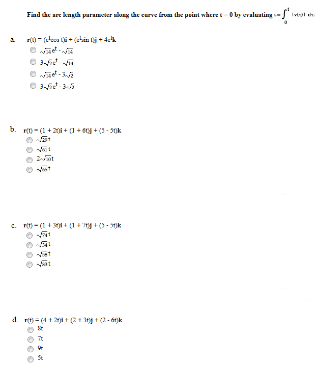 Solved Find the arc length parameter along the curve from | Chegg.com