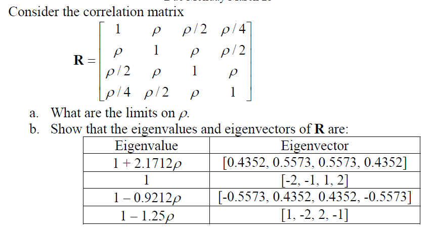 Correlation Matrix R Linear Solved Consider the correlation matrix R= a. What are the | Chegg.com