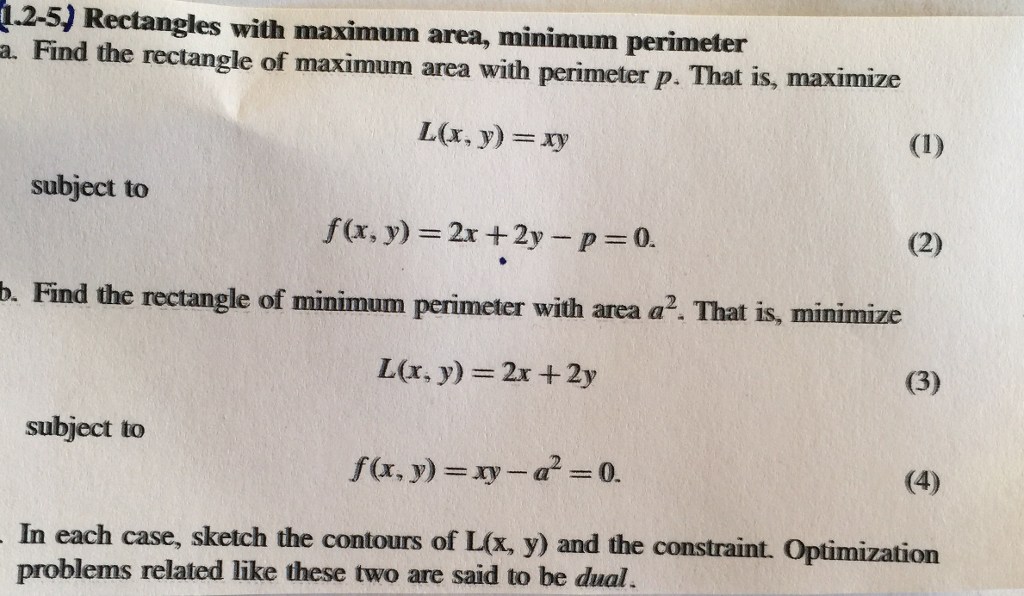 how to find maximum area of a rectangle with fixed perimeter