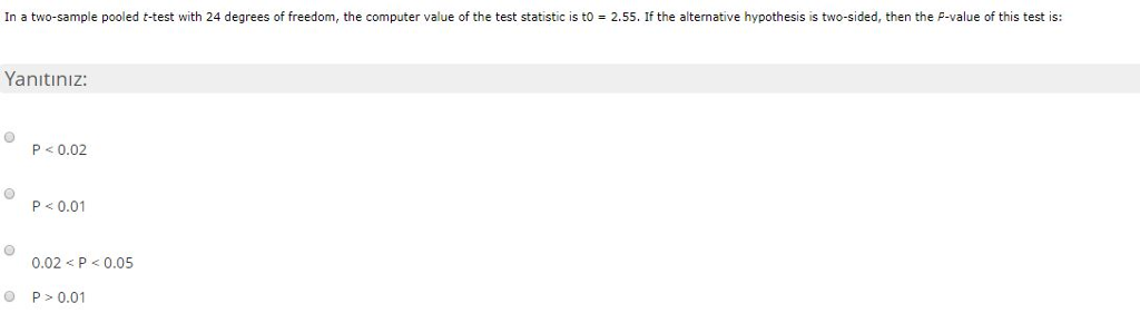 in a two sample pooled t test with 24 degrees of freedom