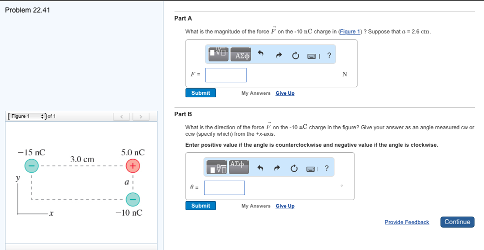 Solved What is the magnitude of the force F on the -10 nC | Chegg.com