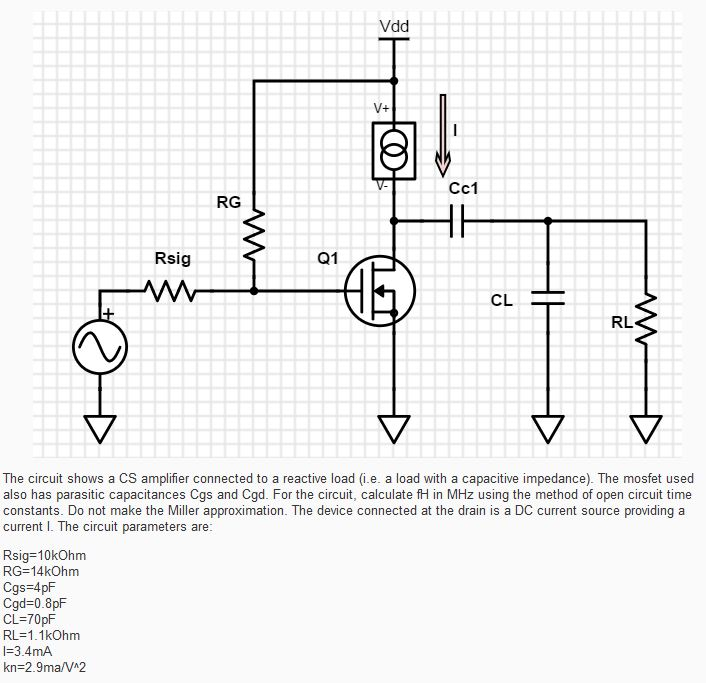 Solved The circuit shows a CS amplifier connected to a | Chegg.com