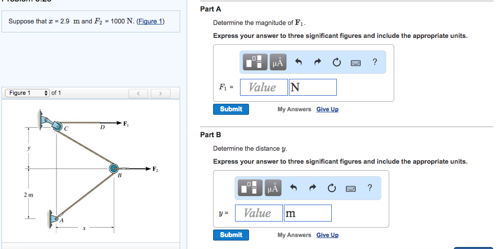 Solved Suppose that x = 2.9 m and F_2 = 1000 N. Determine | Chegg.com