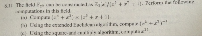 Solved The field F_2^5 can be constructed as | Chegg.com