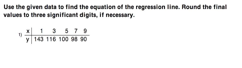 Solved: Use The Given Data To Find The Equation Of The Reg... | Chegg.com
