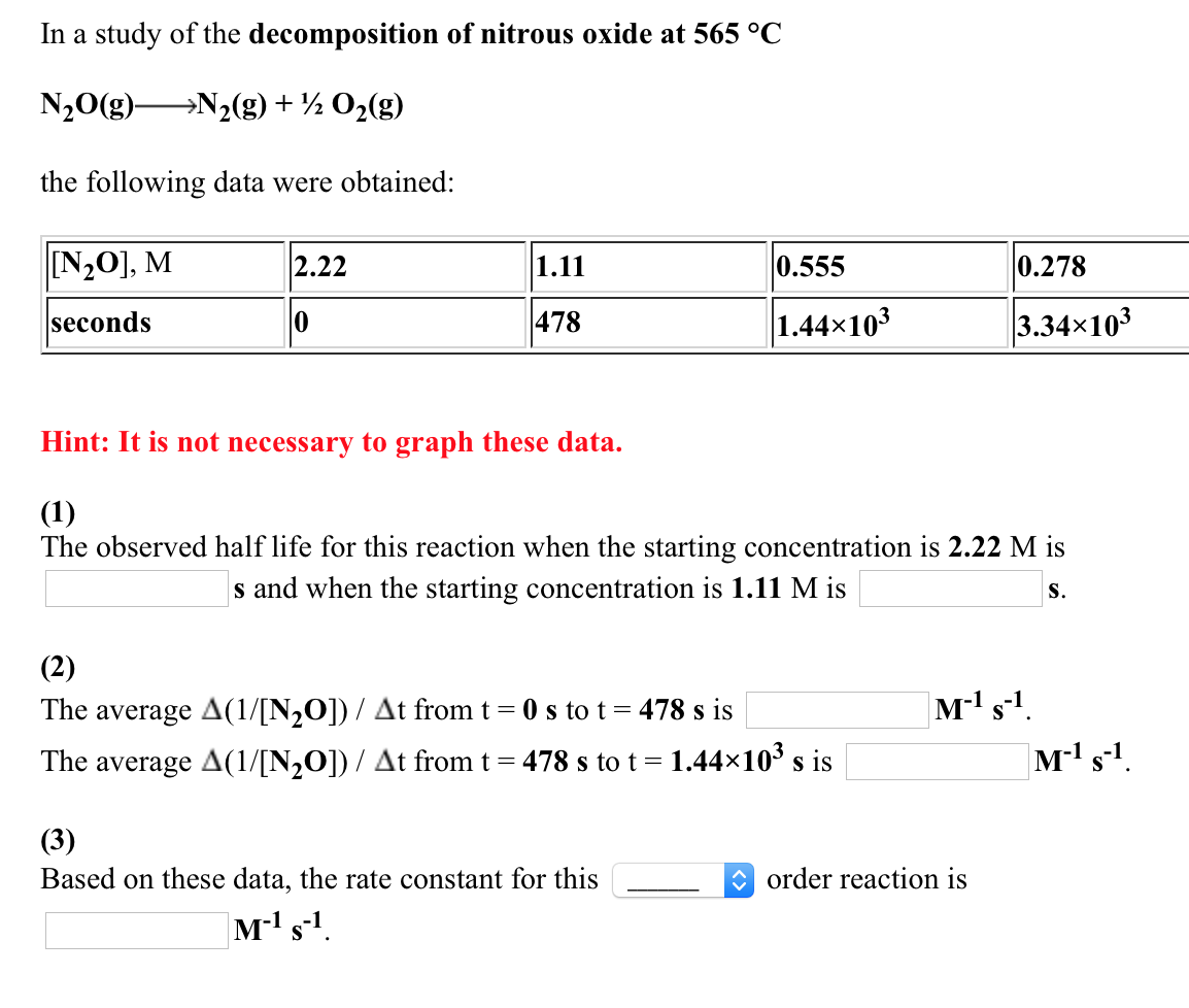 Solved In a study of the of nitrous oxide at