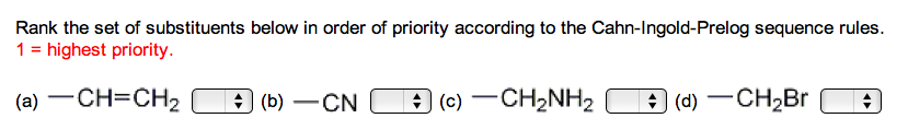 Solved Rank the set of substituents below in order of | Chegg.com