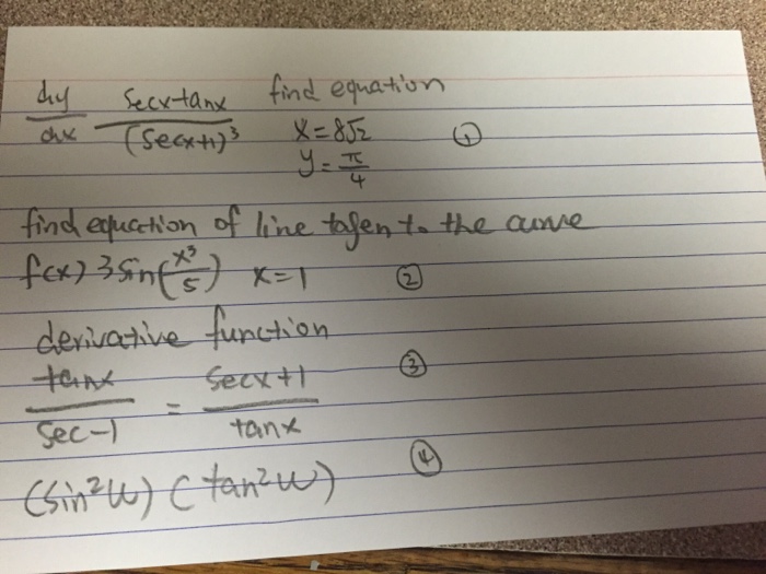 Solved dy dx sec x tan x sec x 1 3 find equation x chegg