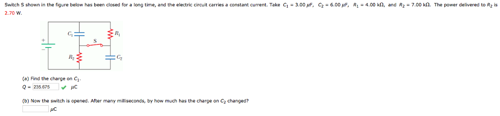 Solved Switch S shown in the figure below has been closed | Chegg.com