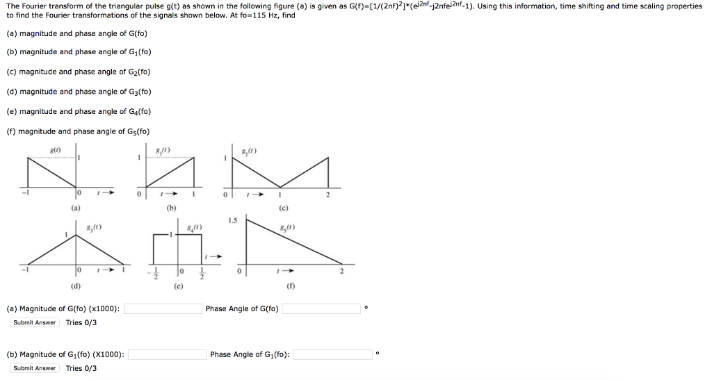 Solved The Fourier transform of the triangular pulse g(t) as