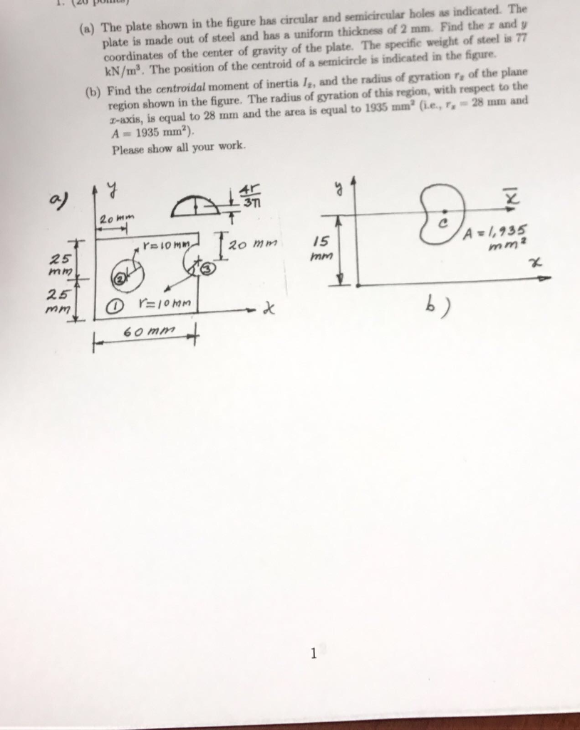 Solved (a) The plate shown in the figure has circular and | Chegg.com
