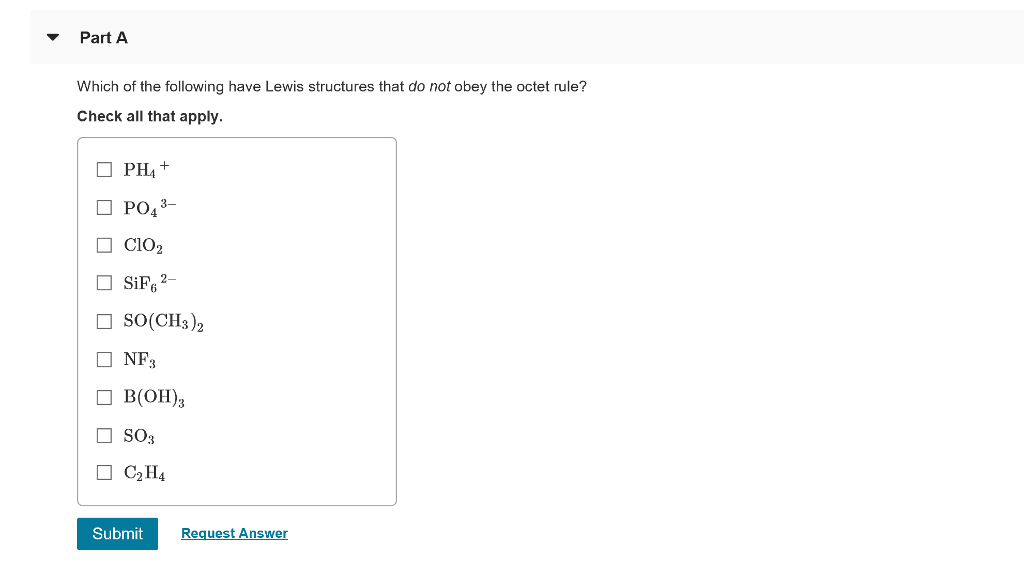 Solved Part A Which of the following have Lewis structures