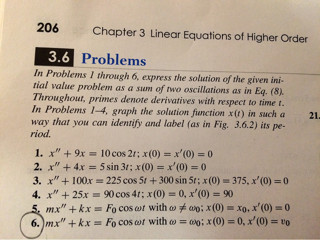 Solved 206 Chapter 3 Linear Equations of Higher Order O