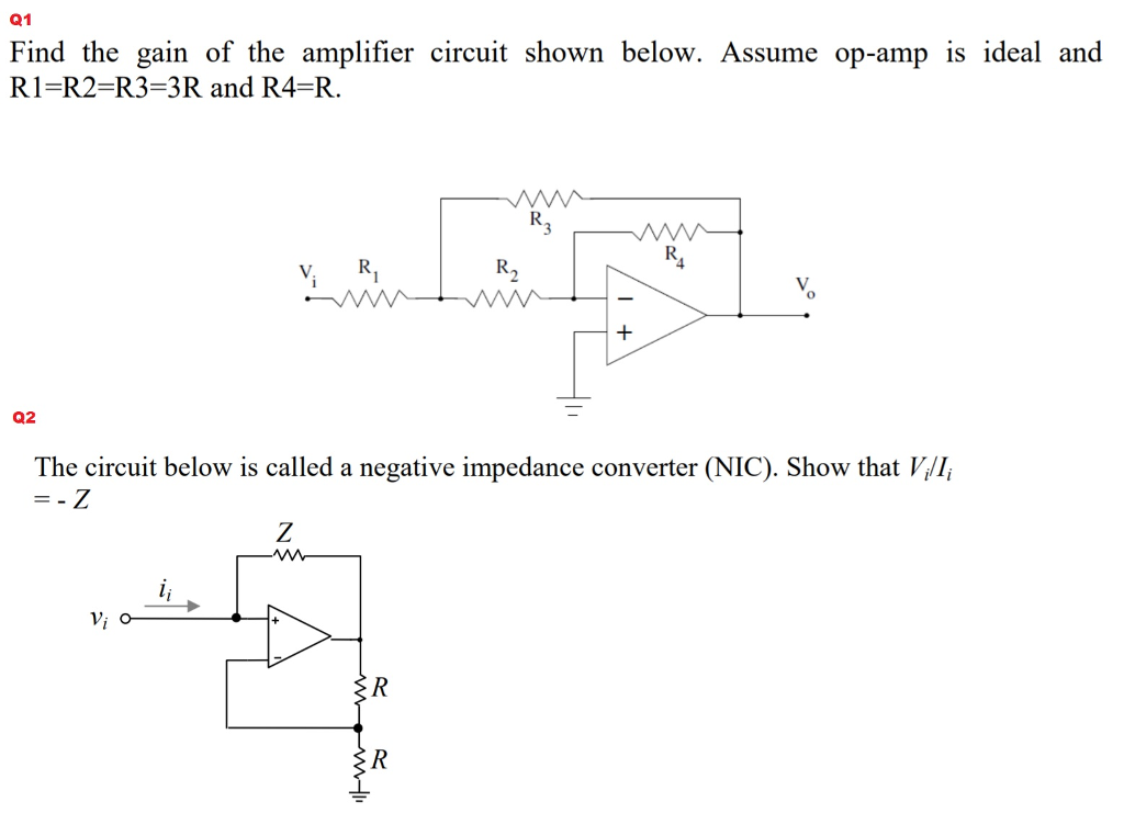 Solved Q1 Find the gain of the amplifier circuit shown | Chegg.com