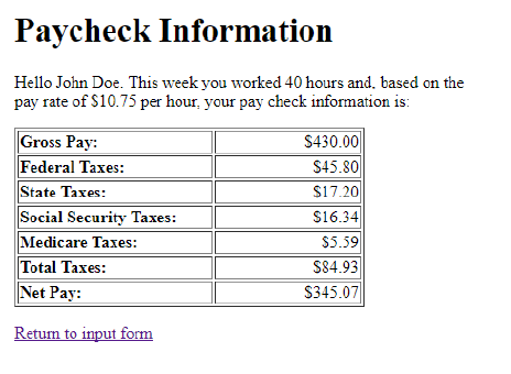 Solved Paycheck Calculator PHP In This Assignment You | Chegg.com