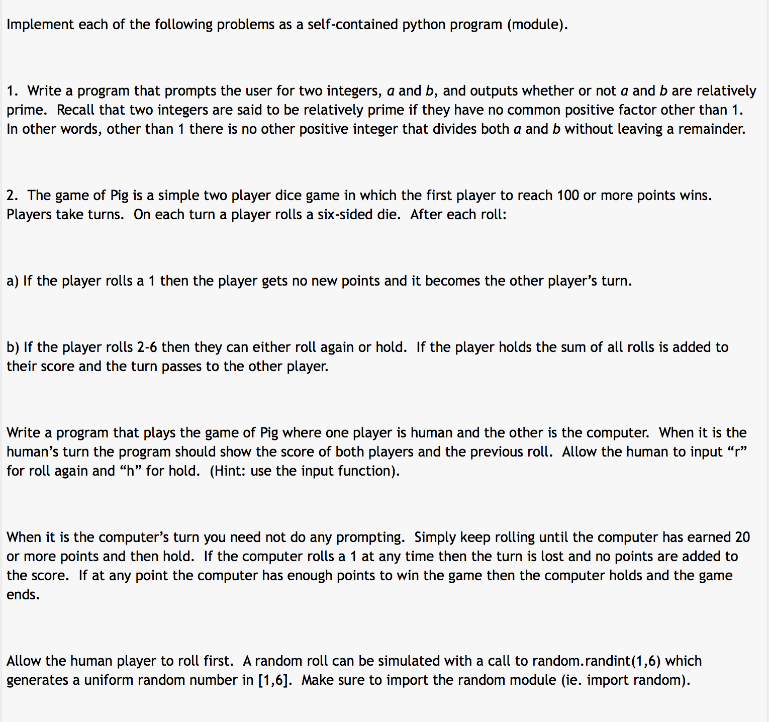 Solved Implement each of the following problems as a | Chegg.com