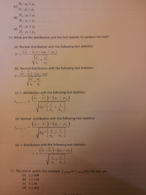 Solved What are the distribution and the test statistic to | Chegg.com