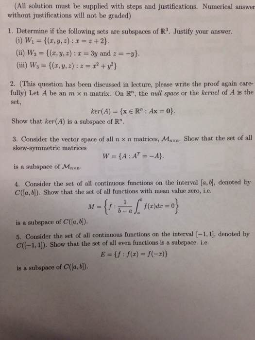 Solved Determine if the following sets are subspaces of R3. | Chegg.com