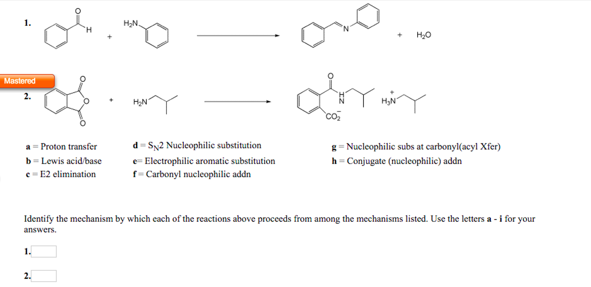 Solved A = Proton transfer d = S_N2 Nucleophilic | Chegg.com