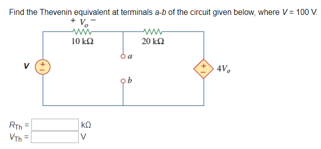 Solved Find The Thevenin Equivalent At Terminals A-b Of The | Chegg.com