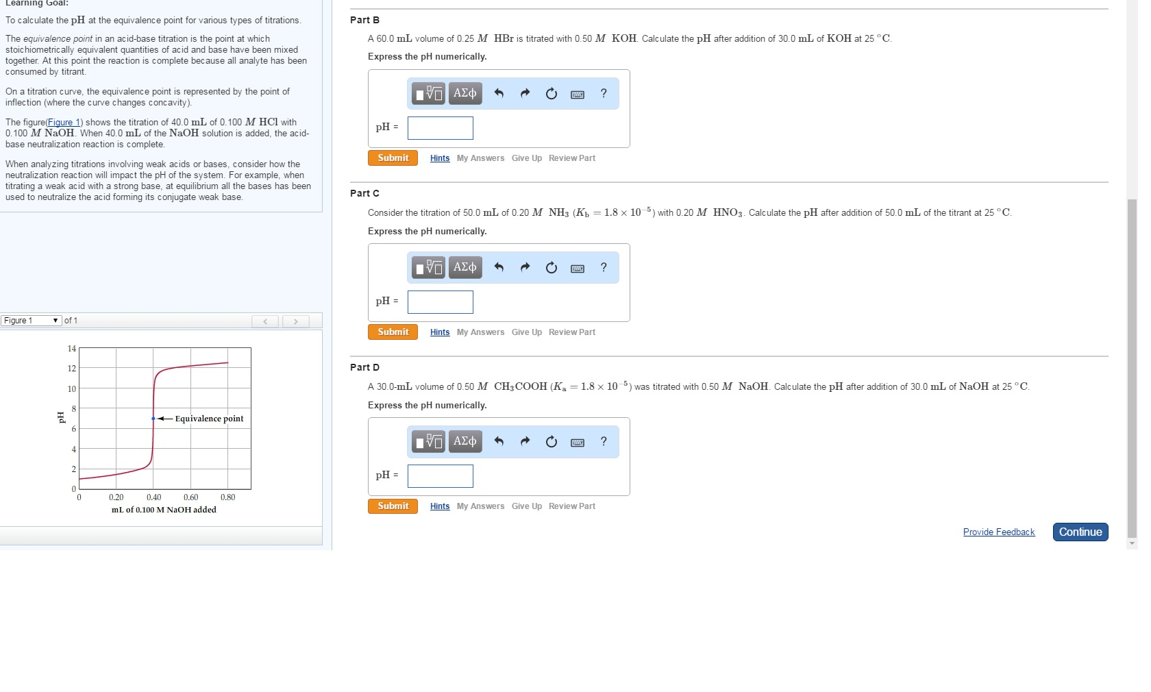 Solved Learning Goal To calculate the pH at the