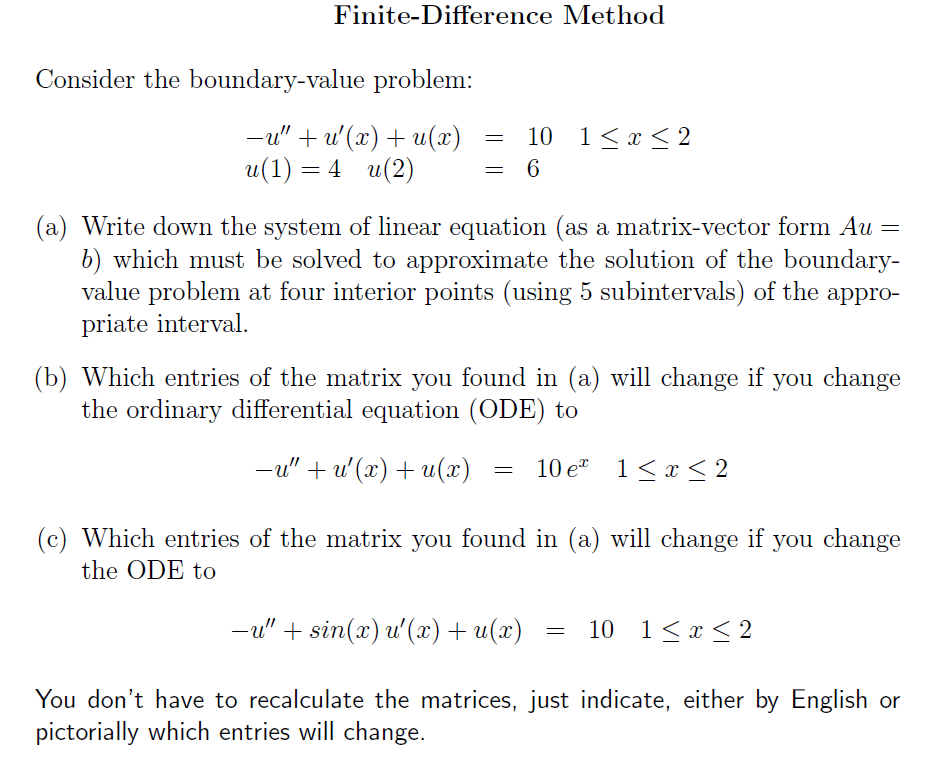 Solved Finite-Difference Method Consider The Boundary-value | Chegg.com