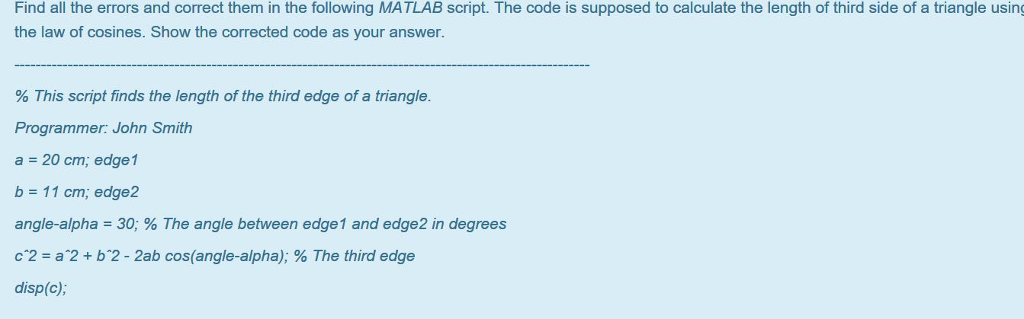 Solved Find all the errors and correct them in the following | Chegg.com