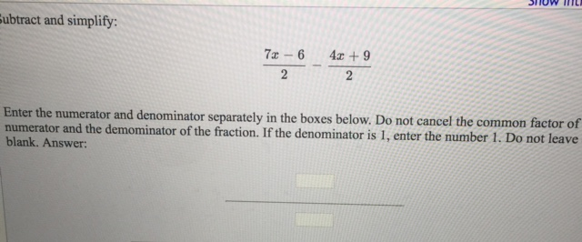 subtract (–3x2   7 – 2x) – (6   7x – 4x2)