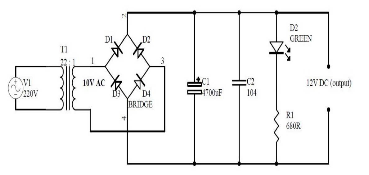 Solved The following circuit shows an old-school unregulated | Chegg.com