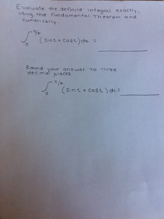 Solved Evaluate The Definite Integral Exactly Using The