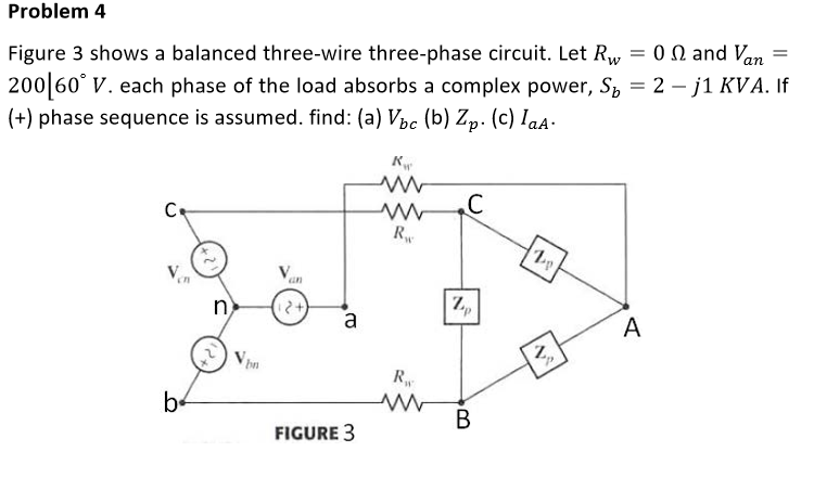 Solved Problem 4 Figure 3 shows a balanced three-wire | Chegg.com