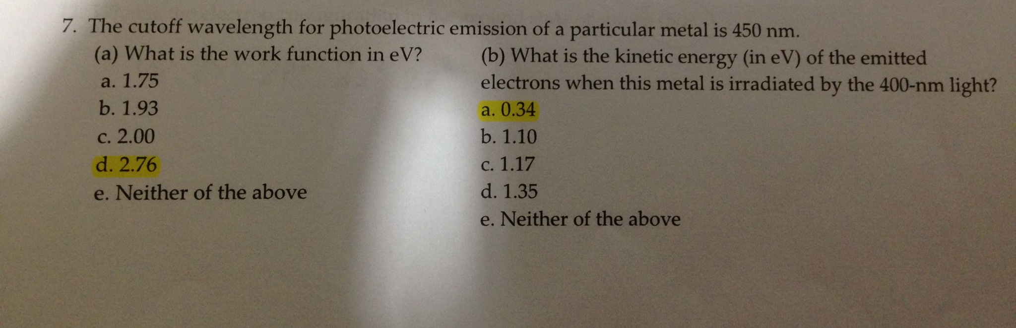 Solved The cutoff wavelength for photoelectric emission of a | Chegg.com